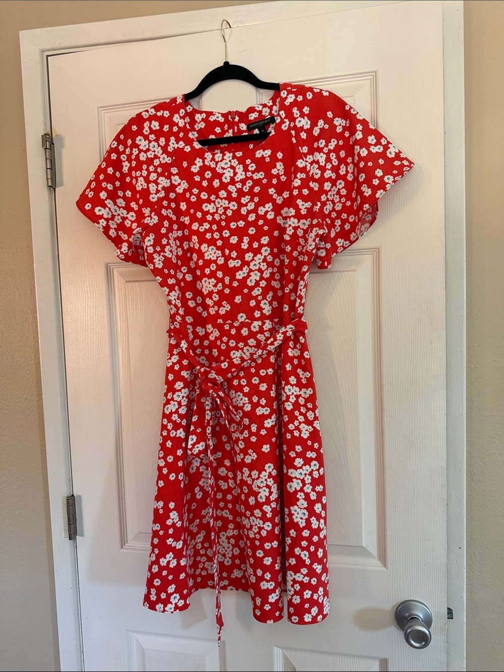 Banana Republic Red Floral Dress with White Blossoms